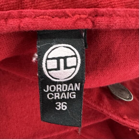 Jordan Craig Mens Martin Stacked Jeans 36 Red Distressed Stretch Skinny Frayed - Picture 14 of 14